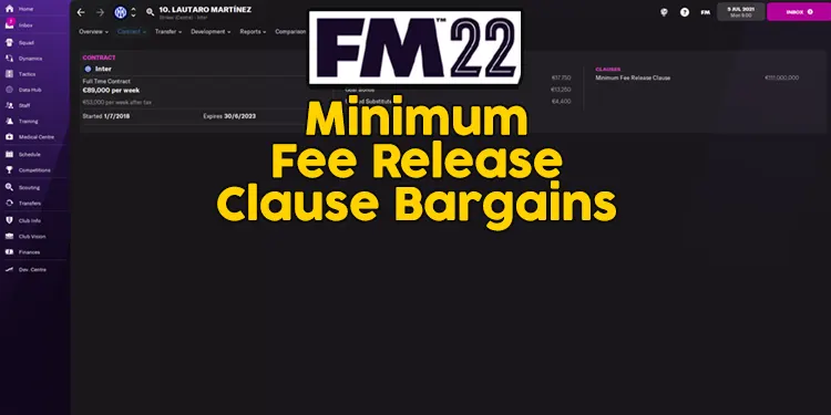 fm22 minimum fee release clause