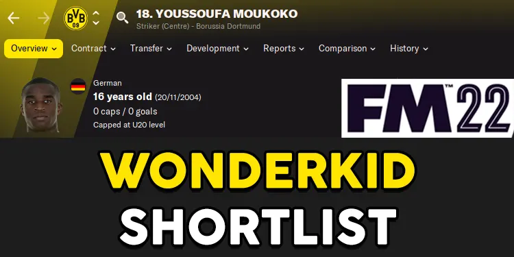 fm22 wonderkid shortlist